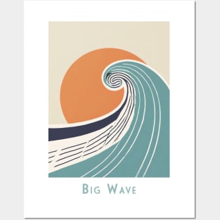 Minimal Retro Vintage Sweeping Wave at Sunset Posters and Art